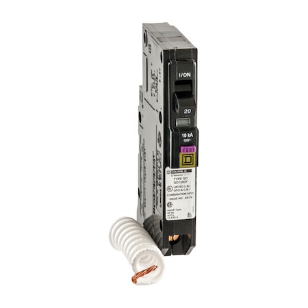 Square D Miniature Circuit Breaker, QO Series, 20A, 1 Pole, 120V AC, 10kA at 120V AC QO120DFC